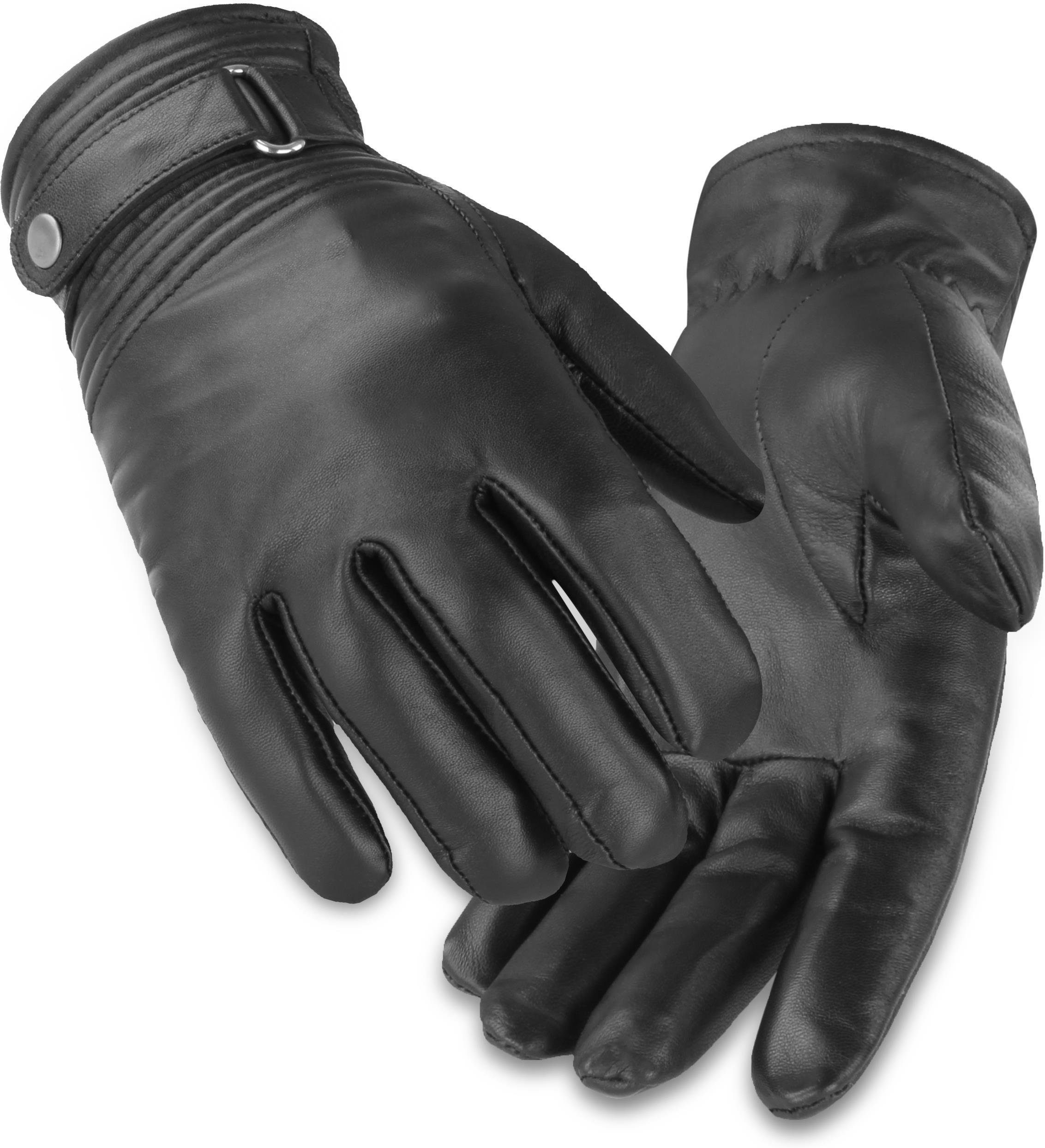 normani Multisporthandschuhe Lederhandschuhe Tyylikäs BW Bundeswehr gefütterte Lederhandschuhe für Damen und Herren mit Fleecefutter und Lederriemen am Handgelenk