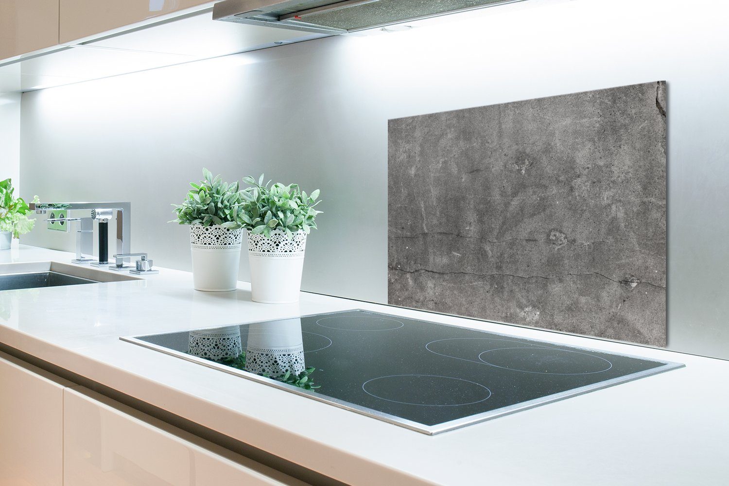MuchoWow Küchenrückwand Beton - Wand - Zement, (1-tlg), 60x40 cm, Herdblende aus Wandschutz, Temperaturbeständig küchen