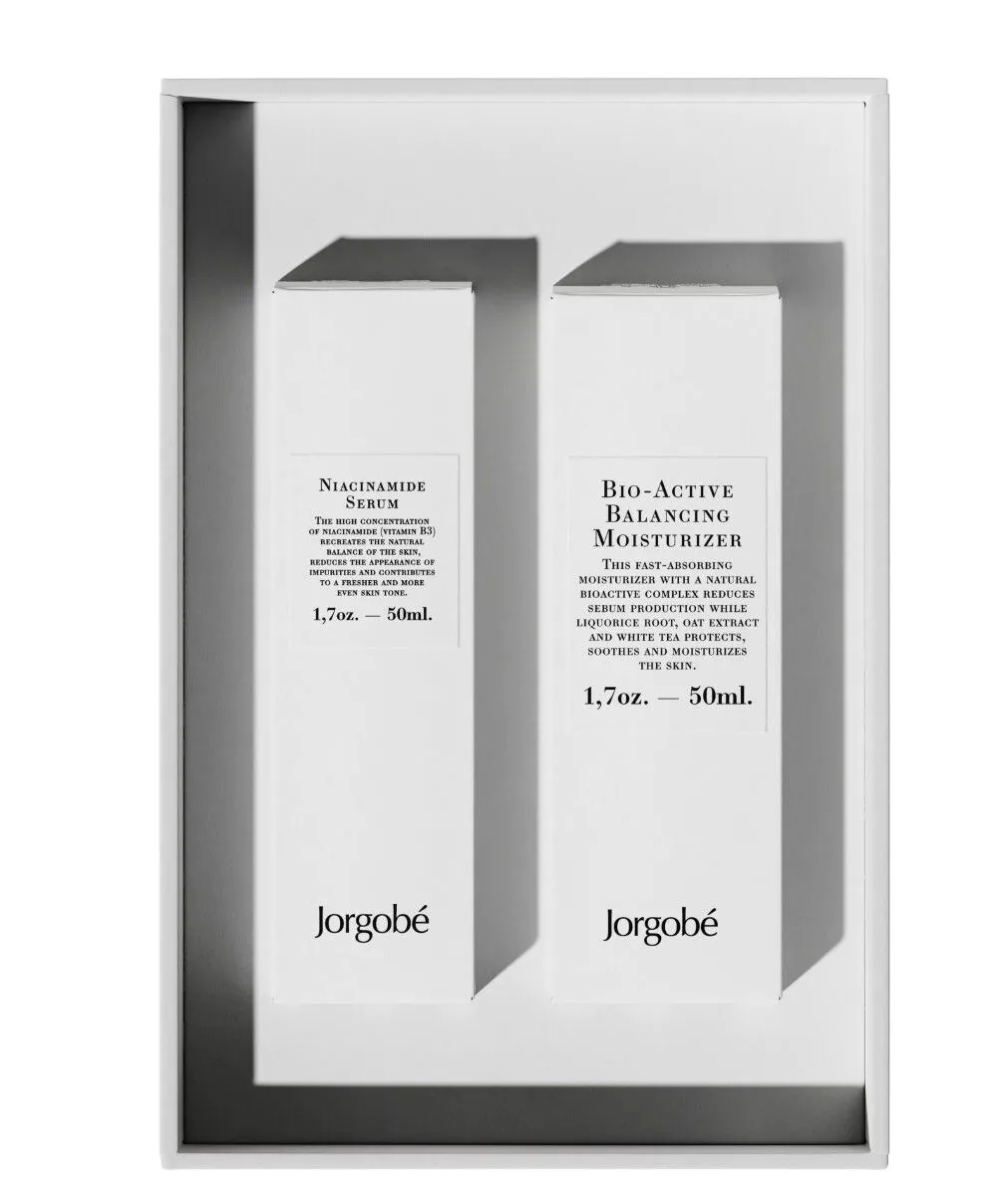 Jorgobé Everyday Essentials set bez mirisa (serum s niacinamidom + bioaktivna hidratantna krema za uravnoteženje)