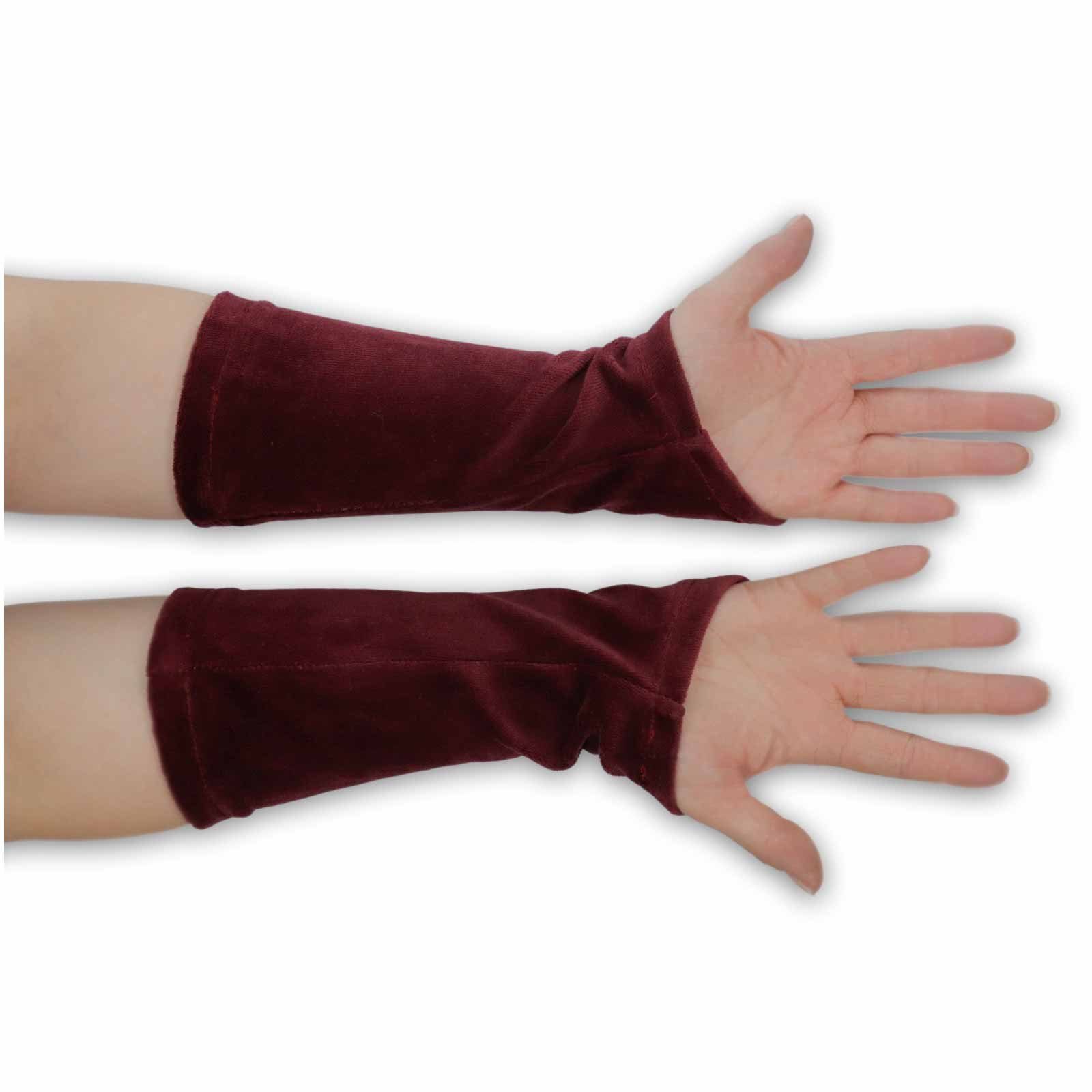 KUNST UND MAGIE Armstulpen Damen Samt Armstulpen Stulpen Handwärmer Handschuhe + Glöckchen Boho