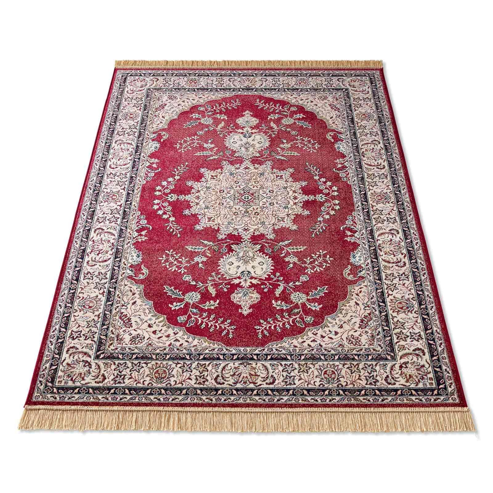 Teppich Palazzo Royal Ghoum, TaraCarpet, rechteckig, Höhe: 6 mm, Medalion Seiden Optik rot Wohnzimmer Schlafzimmer Esszimmer 67x105