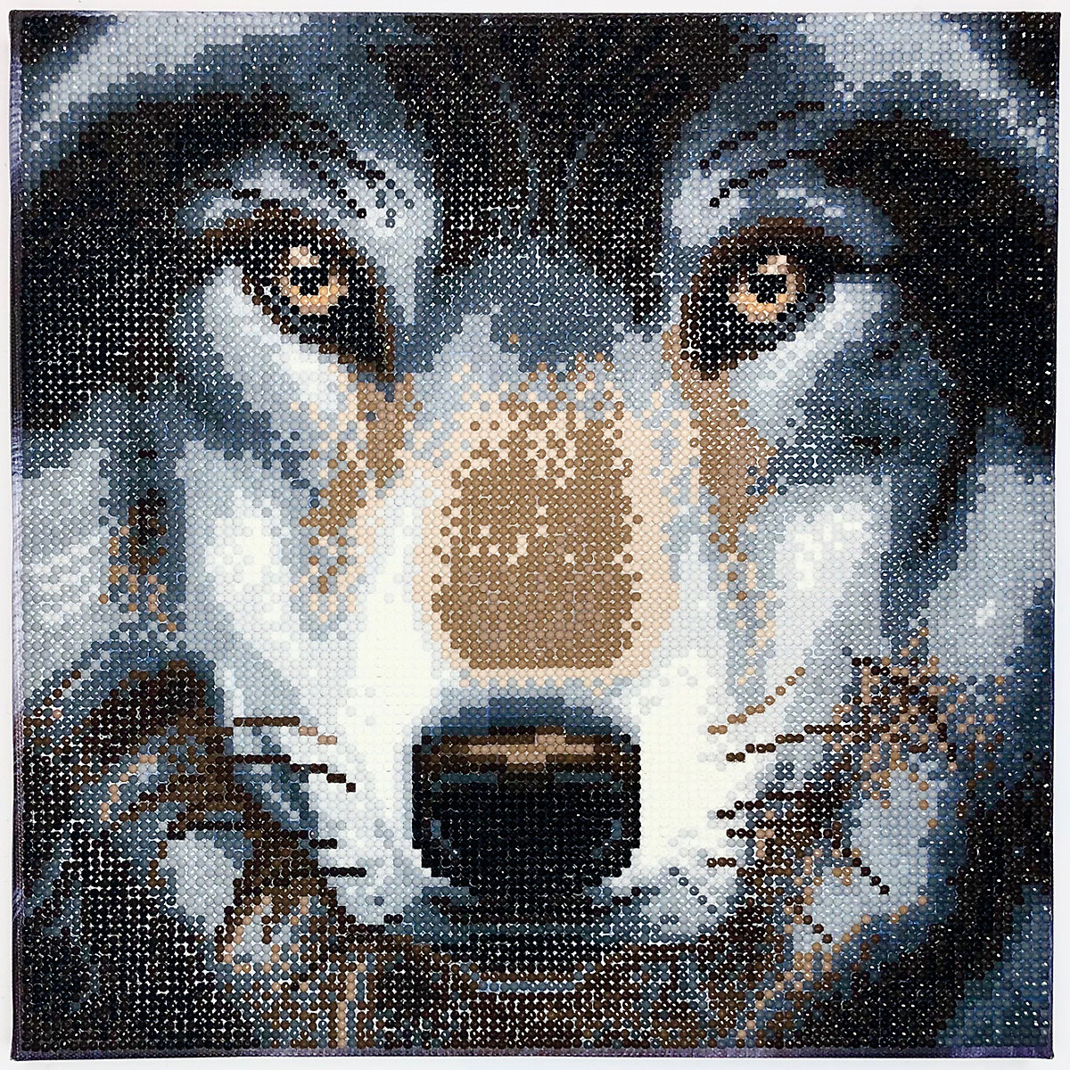 Crystal Art Kit auf Holzrahmen-Leinwand - Wolf, 30 x 30 cm