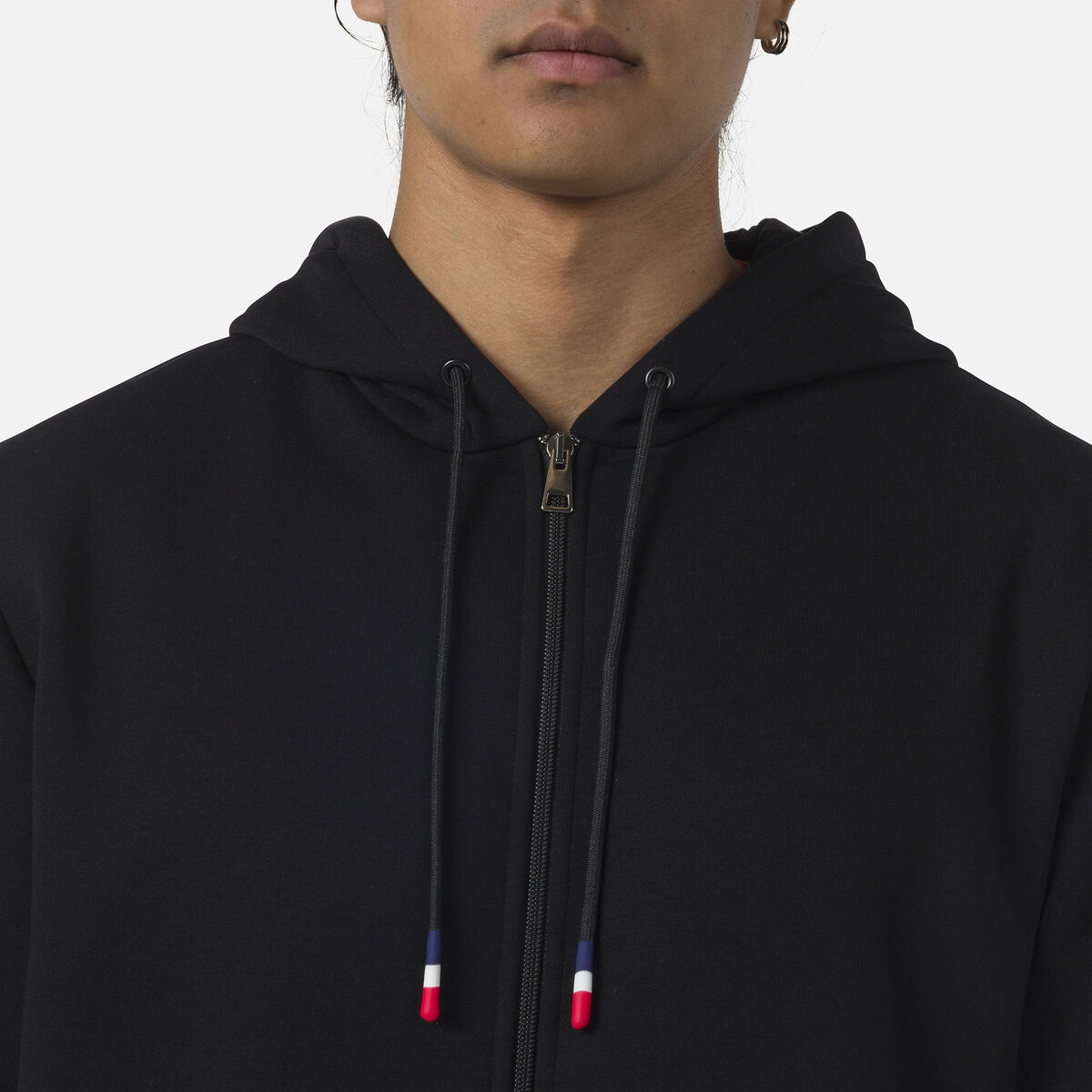 Herrensweatshirt mit Kapuze, Logo und durchgehendem Reißverschluss