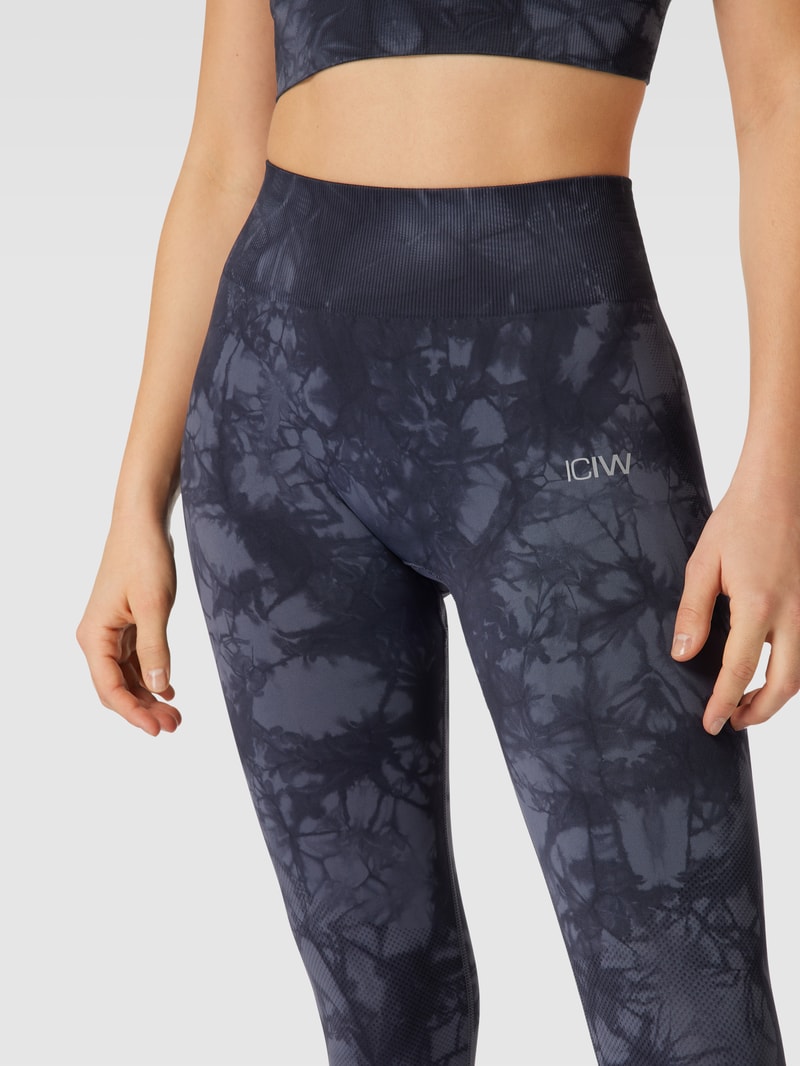 Leggings mit Allover-Muster Modell 'Seamless' in dunkelblau