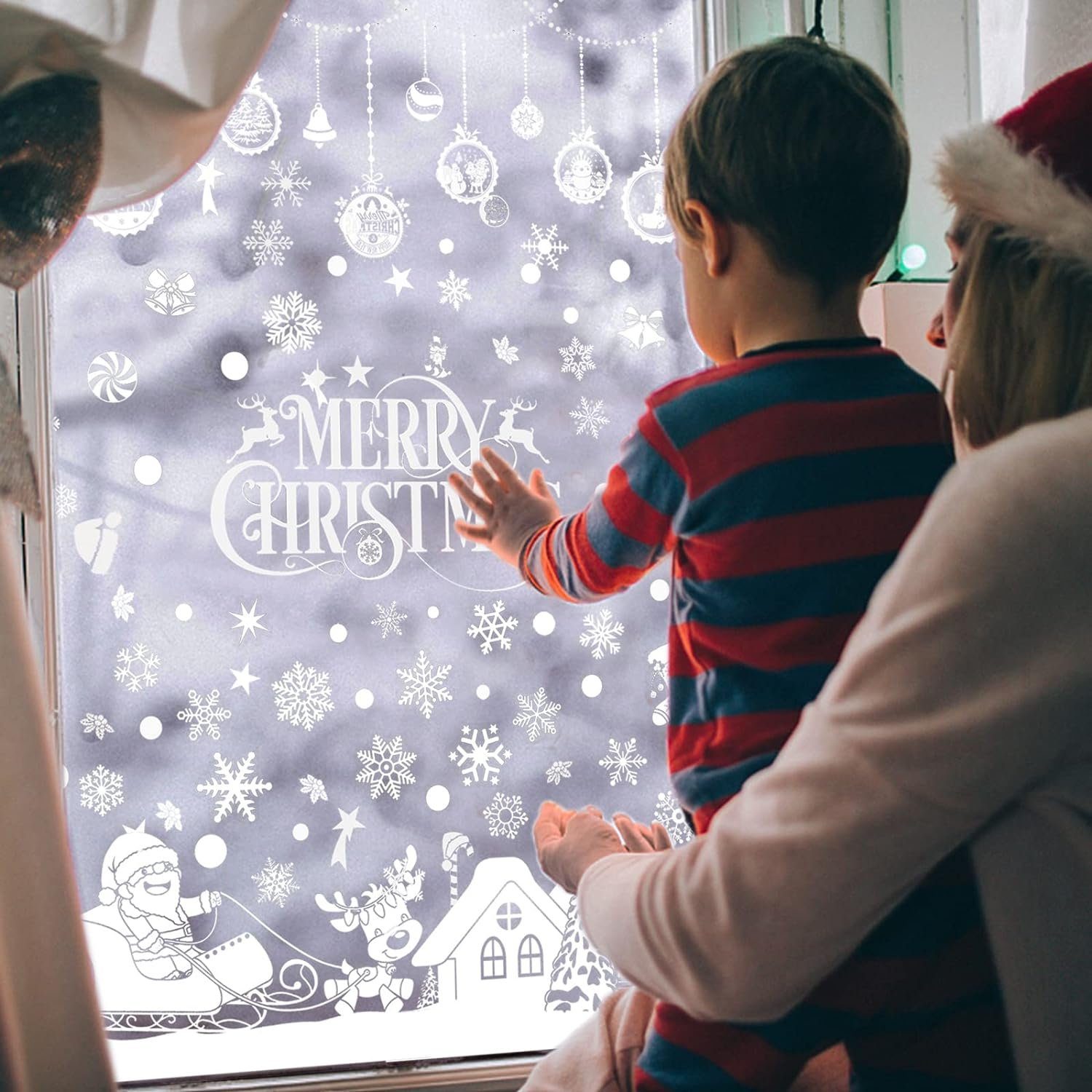 Fenstersticker Weihnachts-Fensterbilder Schneeflocken Fensterdeko, Fenstersticker, aikidio
