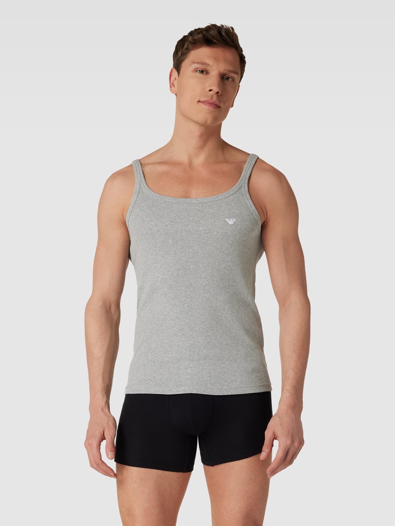 Top mit Logo-Stitching in mittelgrau meliert