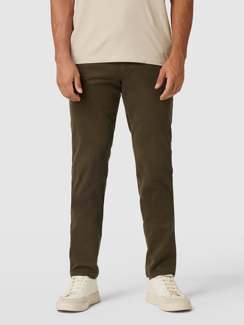 Stoffhose mit Knopfverschluss in dunkelgrün