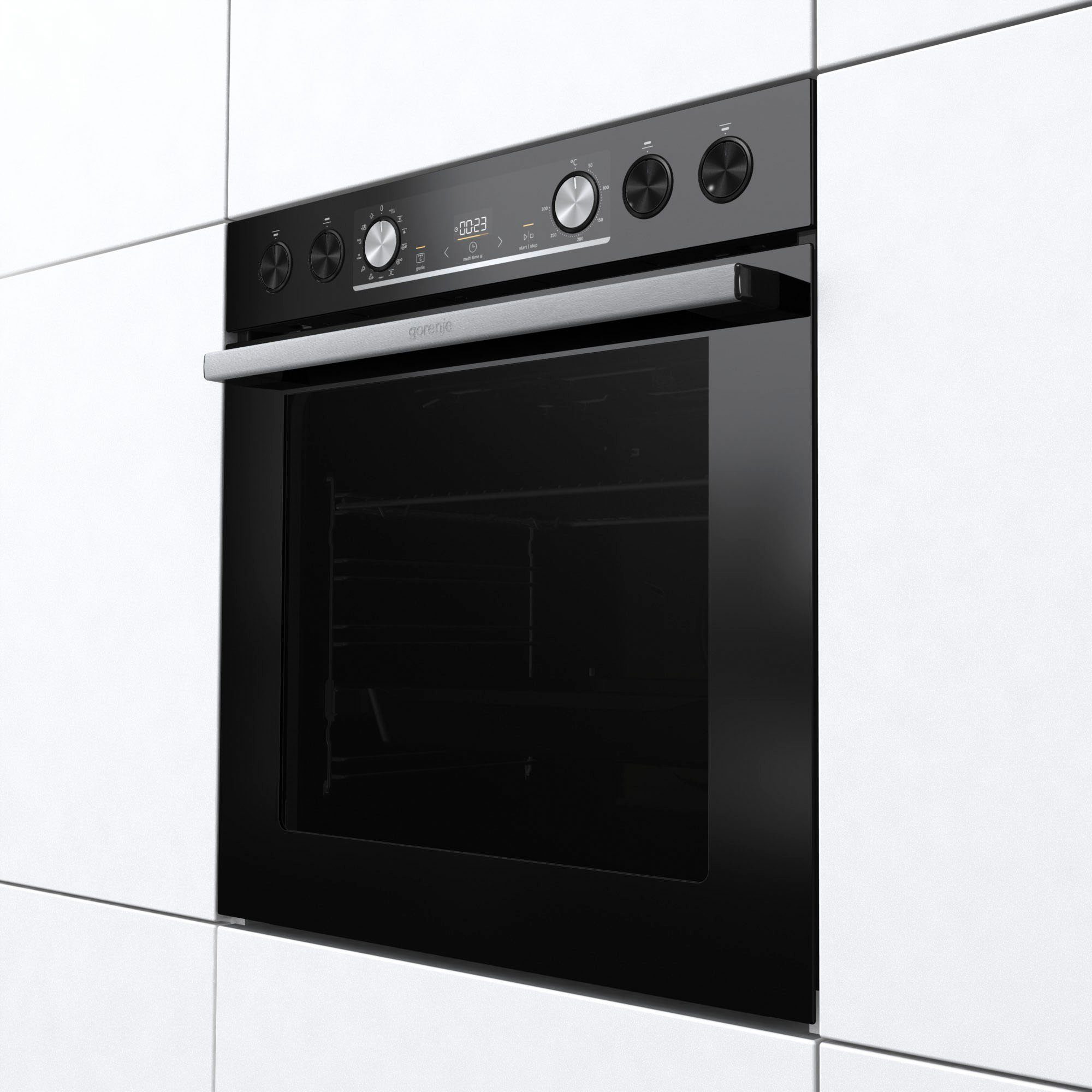 GORENJE Elektro-Herd-Set Black Set 4 Pyrolyse, mit 1-fach-Teleskopauszug, Pyrolyse-Selbstreinigung