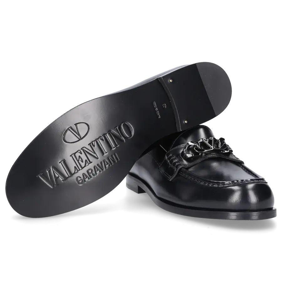 Valentino Garavani - Loafer VLOGO CHAIN Kalbsleder - schwarz