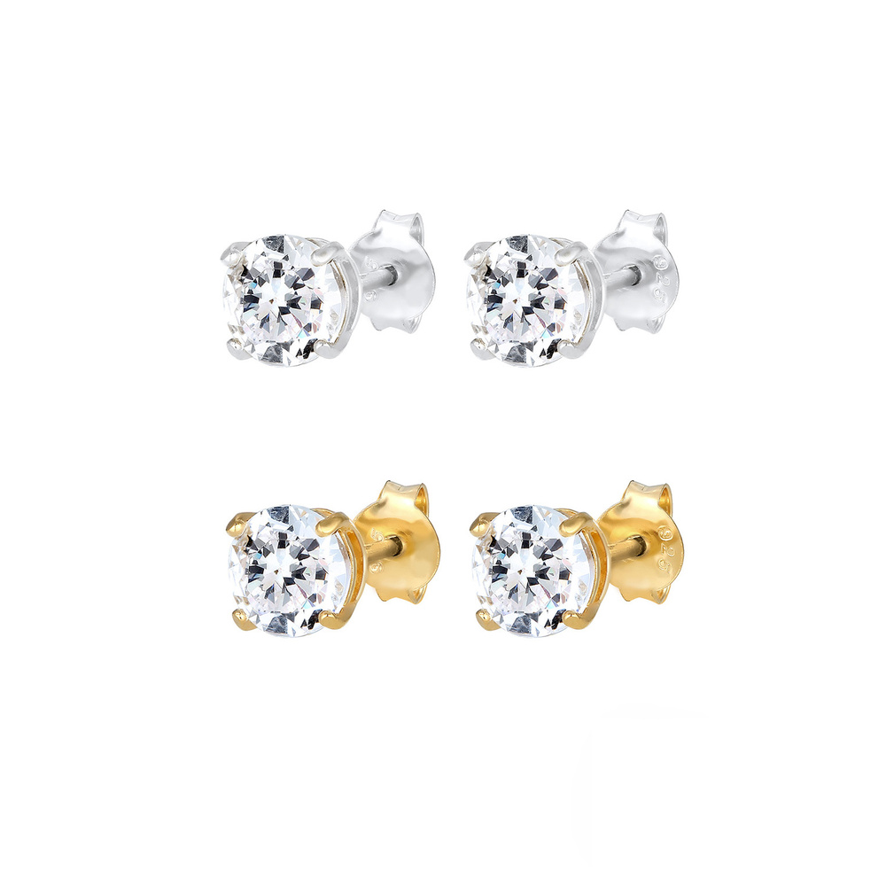 Elli Elli Boucles d'Oreilles Set avec des Cristaux Minimal Bi-Couleur Clous d'Oreille  Boucles d'oreilles
