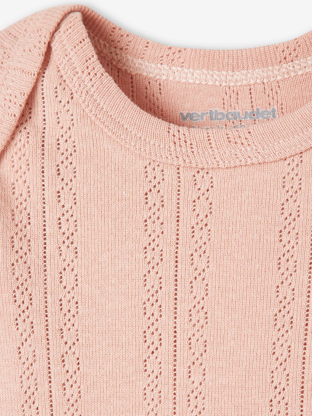Lot de 2 bodies manches longues bébé en maille pointelle lot rose blush