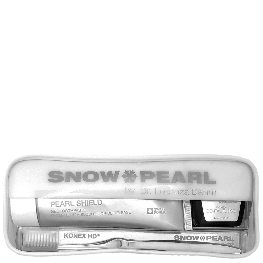 snow pearl Travel Kit PEARL SHIELD blanc Travel Kit blanc avec dentifrice gel PEARL SHIELD 75 ml
