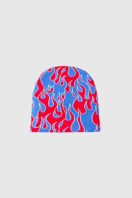 Beanie mit Flammen-Print