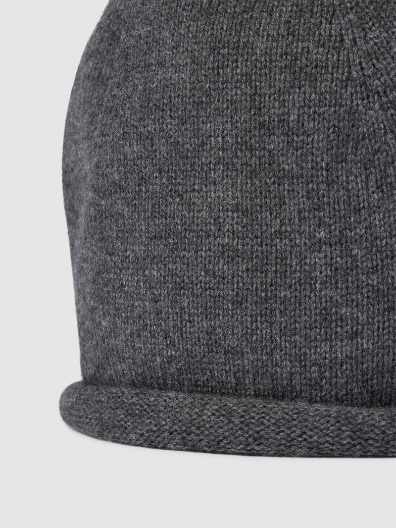 Beanie mit Kaschmir-Anteil in anthrazit meliert