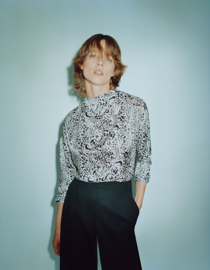Blouse blanc cassé imprimé animalier Femme