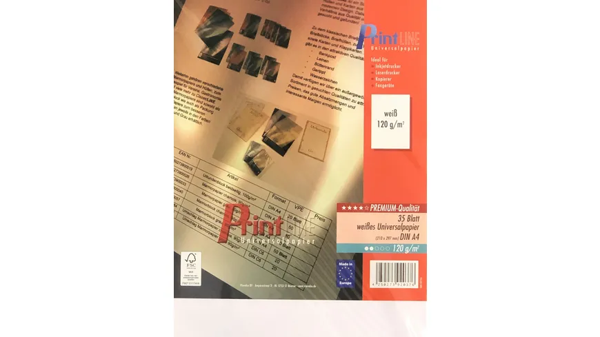 PrintLINE Universalpapier A4 120g hochweiss 35 Blatt