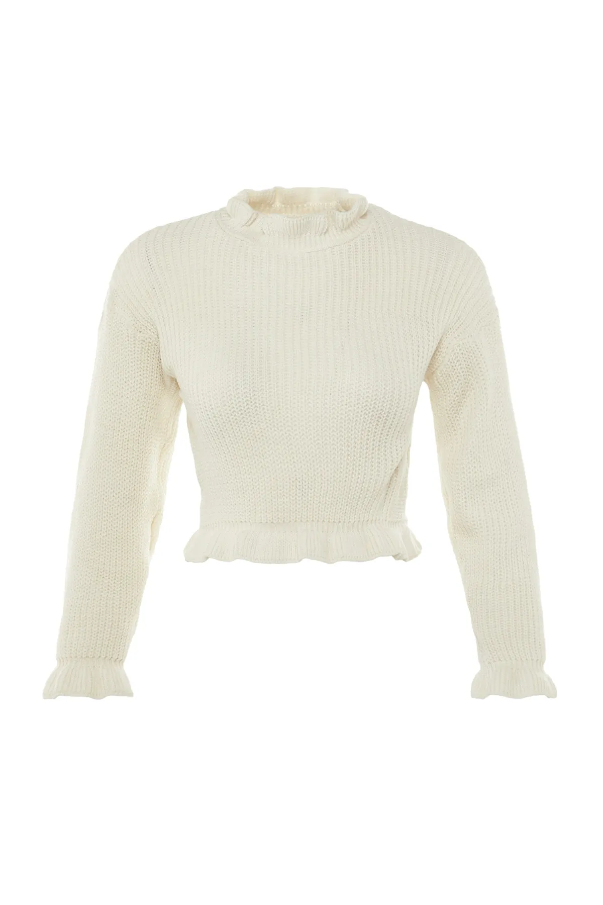 Trendyol Collection  Kurzer Strickpullover in Ecru TWOAW22KZ0530