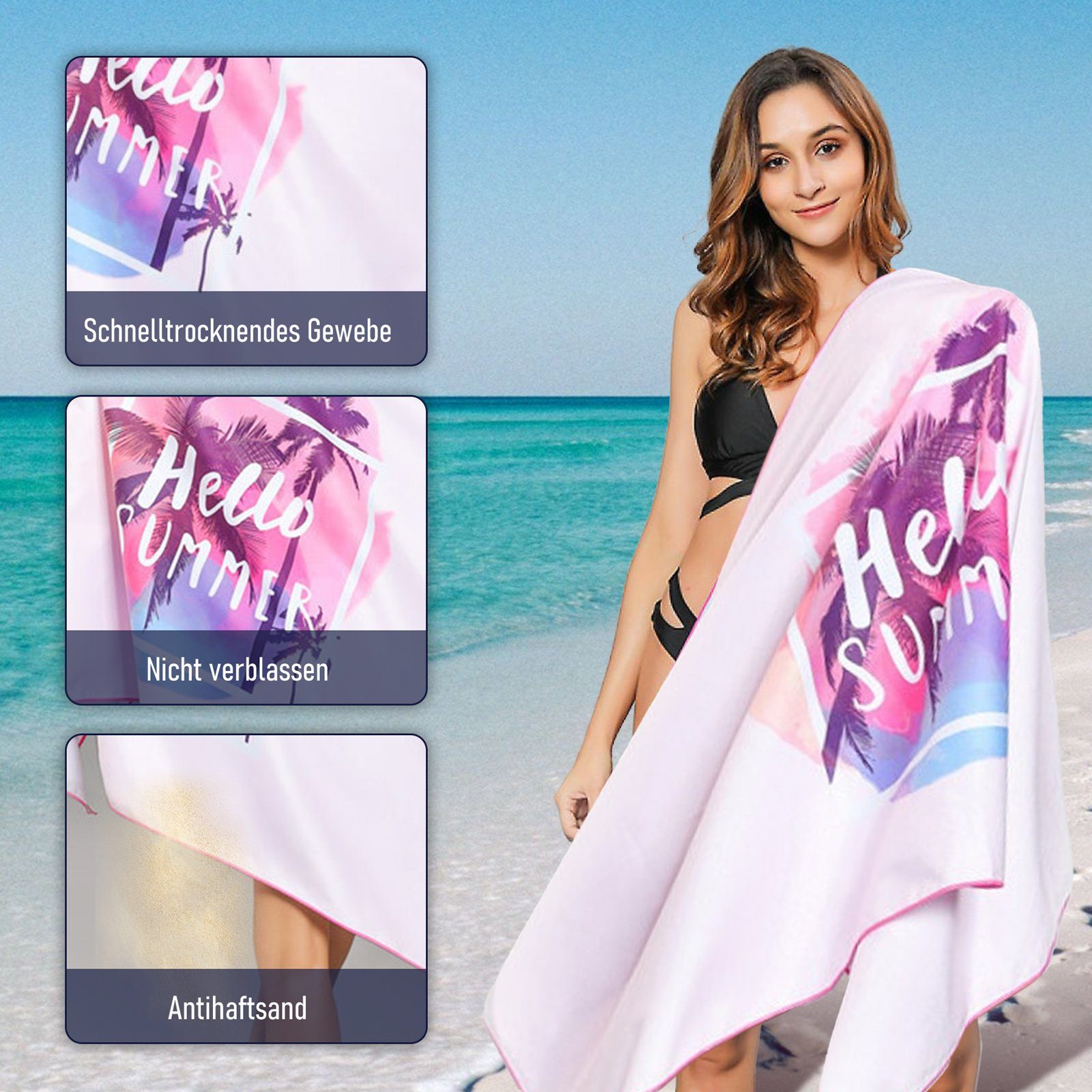 CALIYO Strandtuch Strandtuch Mikrofaser Saunatuch Handtuch,Leichtes und Dünnes Tragbares, Mikrofaser, Mikrofaser Saunatuch,Schnell Trocknendes,Leichtes und Dünnes Tragbares