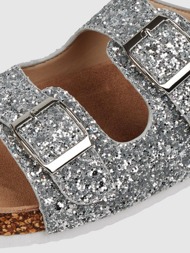 Sandalen mit Glitter-Effekt in silber