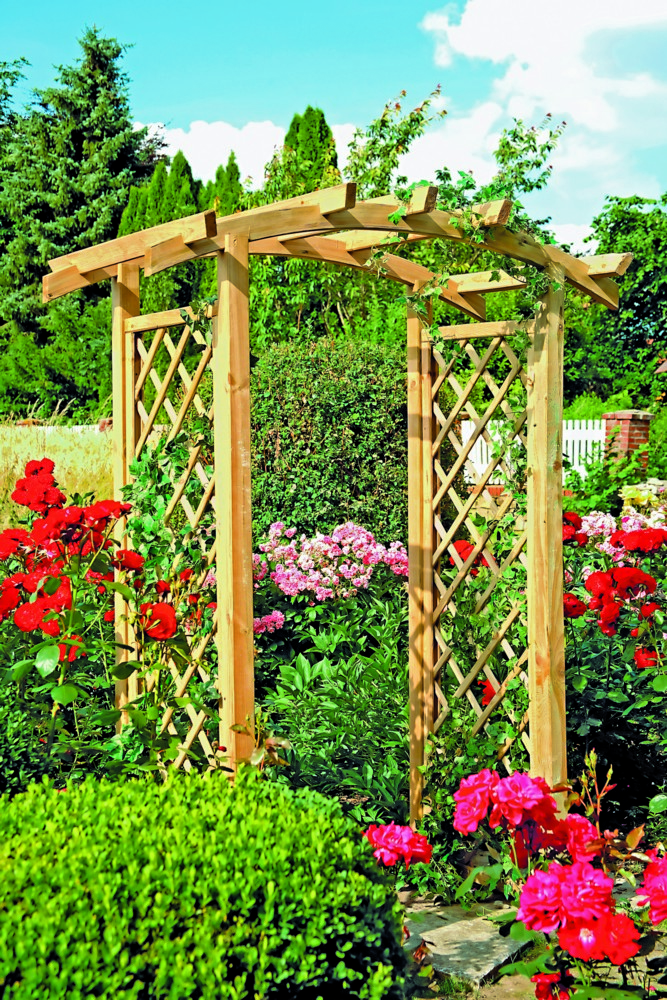 TETZNER & JENTZSCH Holz Rosenbogen Pergola ca. B134 x H230 x T100 cm, Durchgang ca. 100 cm