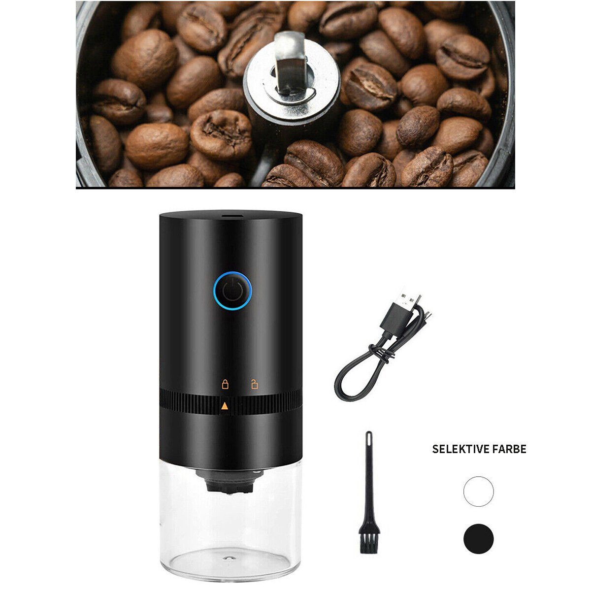 Yoyaxi Kaffeemühle Kabellose Kaffeemühle, elektrische USB-wiederaufladbare, Kaffeebohnenmühle