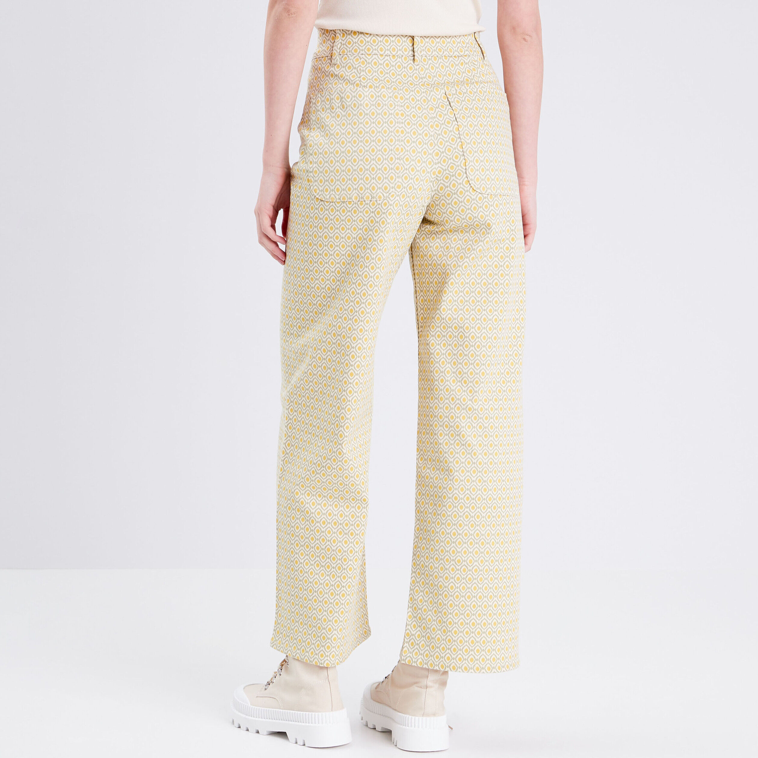 Jeans wide leg taille haute blanc femme | Cache Cache