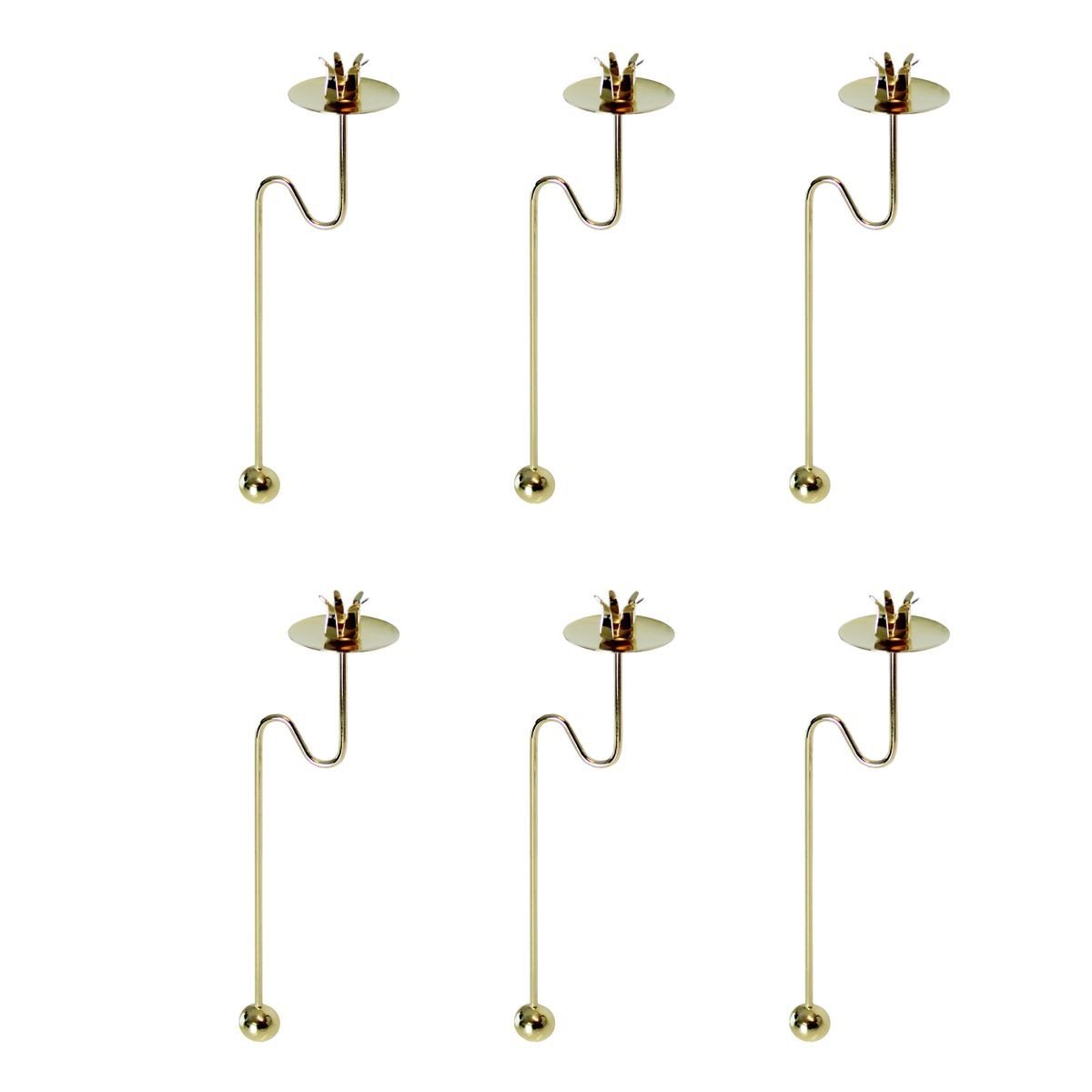hdg Christbaumschmuck Baumkerzenhalter Balancehalter gold glänzend für Weihnachtsbaum, Pendelhalter 6 Stück im Schmuckkarton