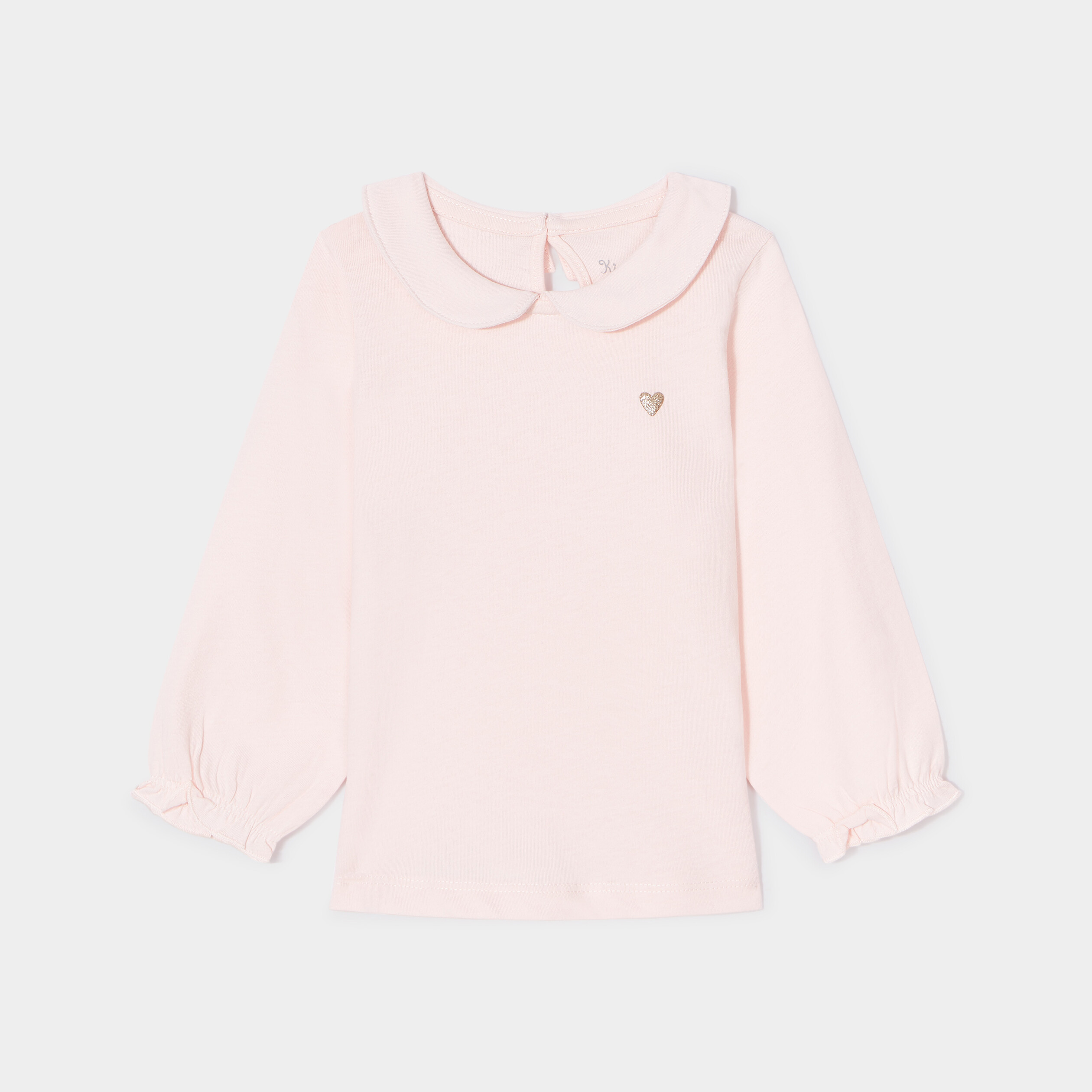 T-shirt col claudine coton rose clair bébé fille | La Halle