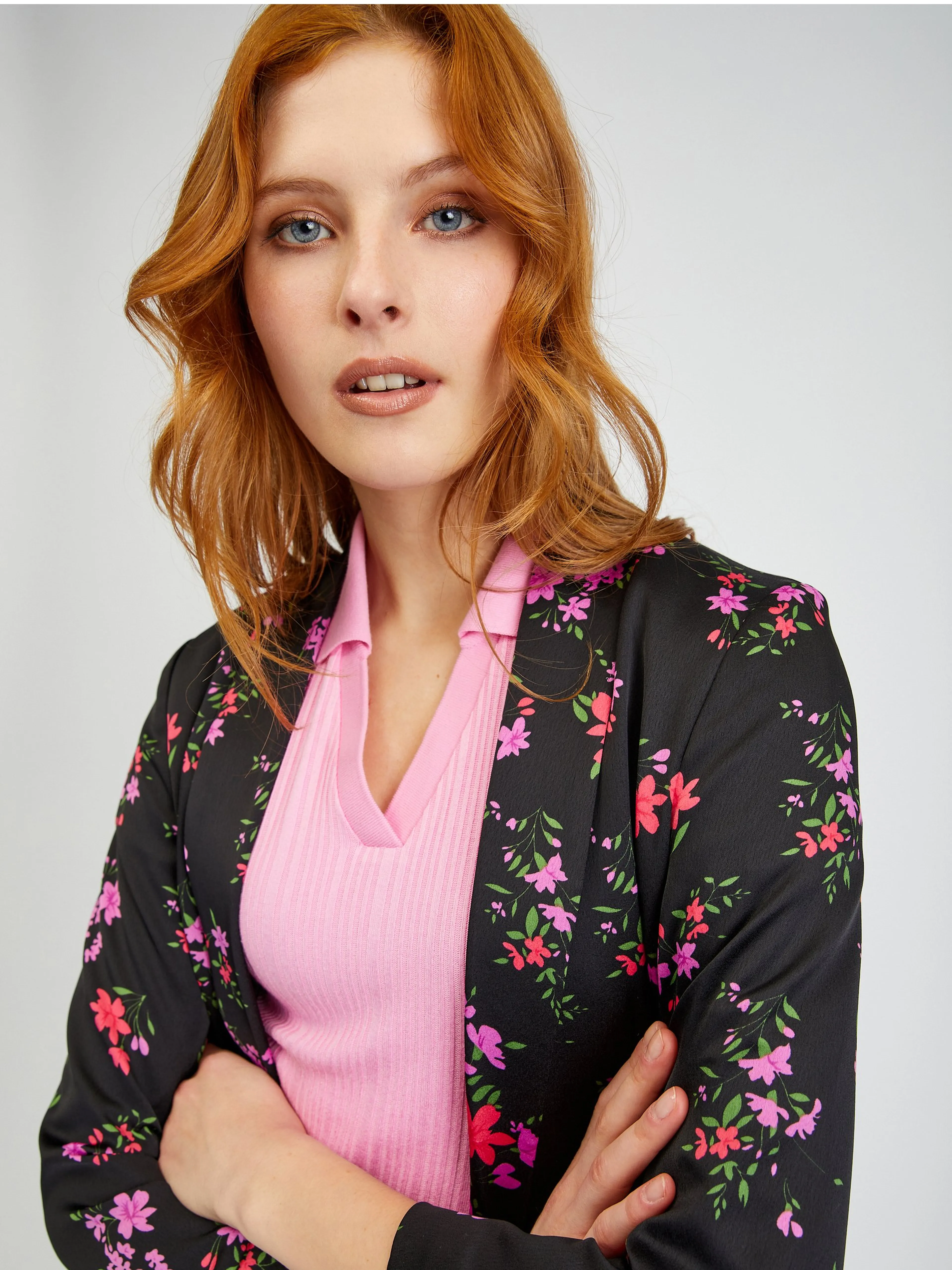 Schwarzer geblümter Damen Blazer ORSAY