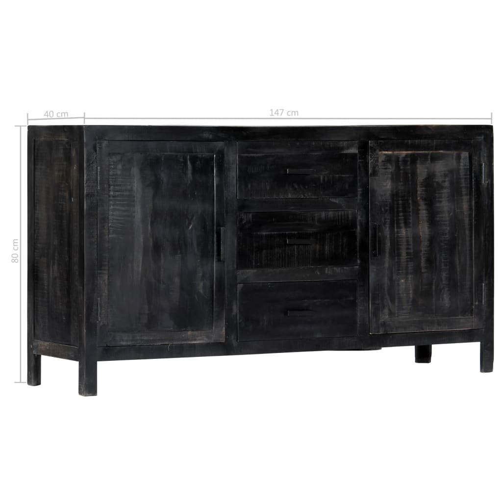 vidaXL Anrichte Sideboard Schwarz 147 x 40 x 80 cm Massivholz Mango