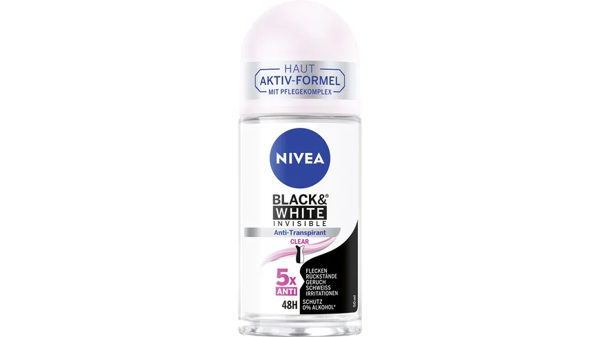 NIVEA Deo Roll-On Black+White Invisible Clear Anti-Transpirant 50 ml
