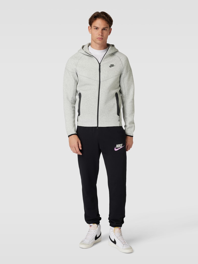 Sweatjacke mit Label-Details in hellgrau