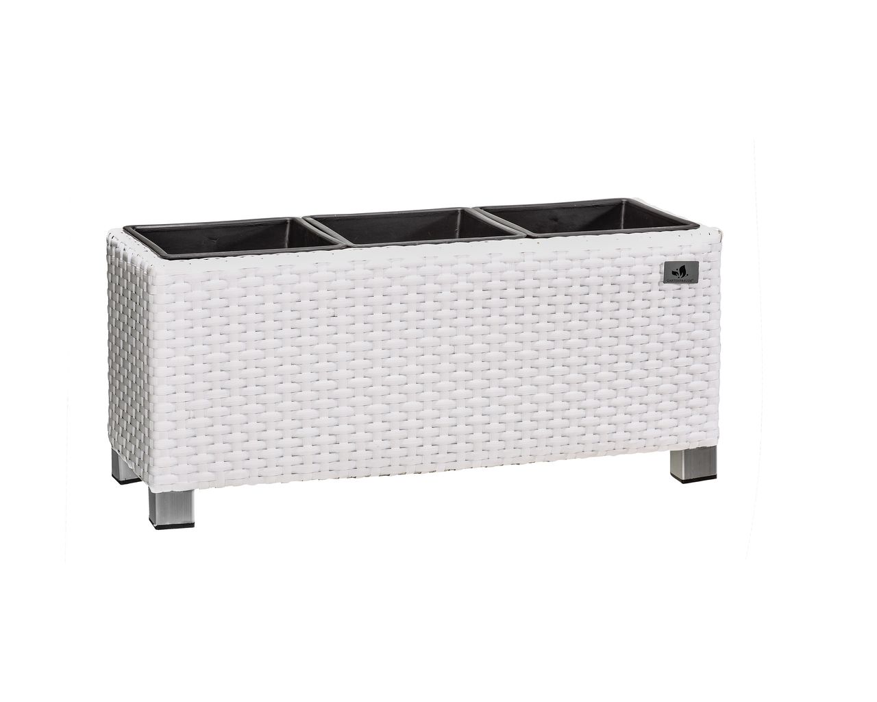 Weles Pflanzkübel Polyrattan 78 x 27 x 34 cm, für Innen und Außen, Kunststoffeinsatz, weiß