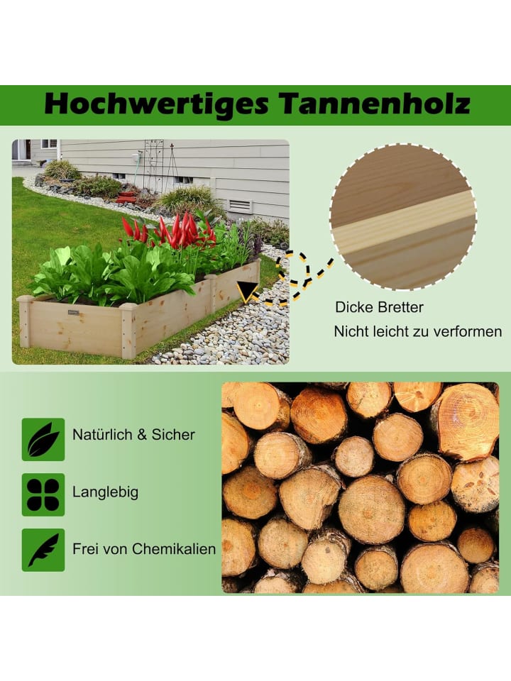 COSTWAY Pflanzkasten 240x60x25cm in Beige günstig kaufen onesize