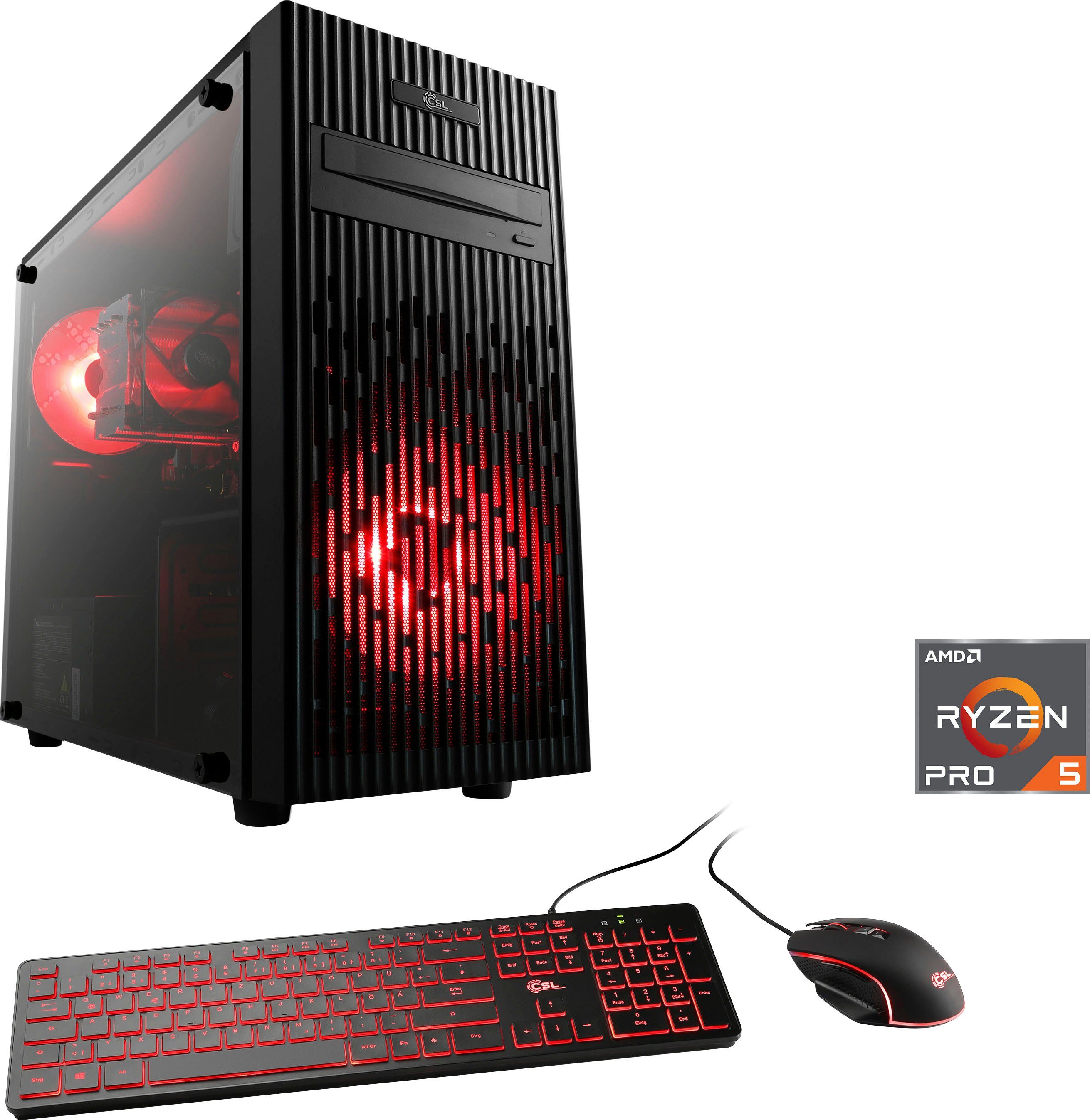 CSL Sprint V28311 Gaming-PC (AMD Ryzen 5 PRO 4650G, AMD Radeon Graphics, 32 GB RAM, 1000 GB SSD, Luftkühlung)