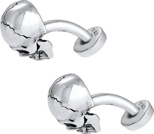 KUZZOI Manschettenknopf Totenkopf Symbol Oxidiert Massiv Cool 925 Silber