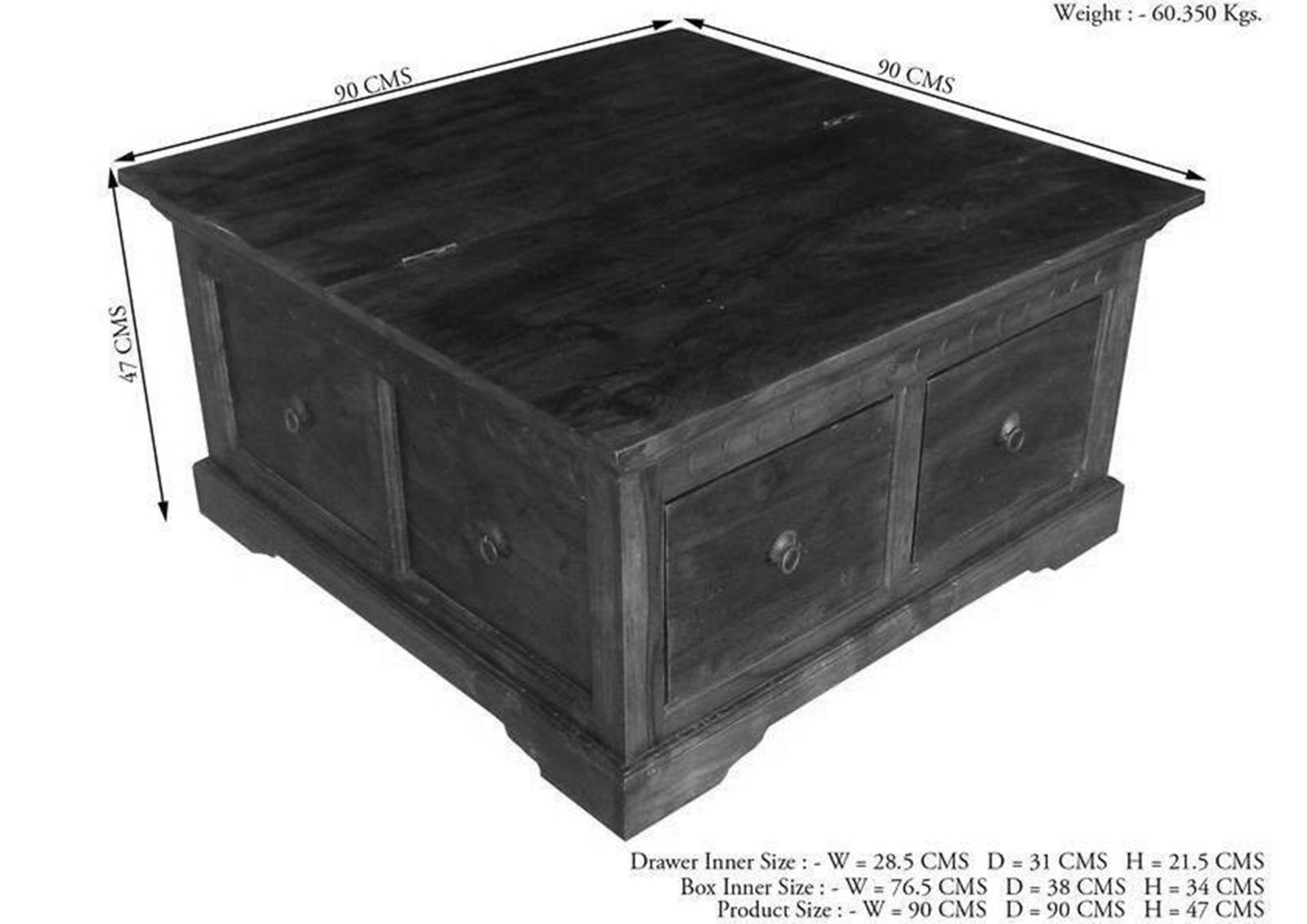 Massivmoebel24 Truhe OXFORD (Holztruhe, Holzkiste mit Deckel, Aufbewahrungstruhe für Stauraum aus Massivholz, 90x90x45 Akazie montiert, Truhe mit viel Stauraum aus Akazienholz im Landhausstil, aufwendige Schnitzereien), hochwertiges Edelholz;authenti