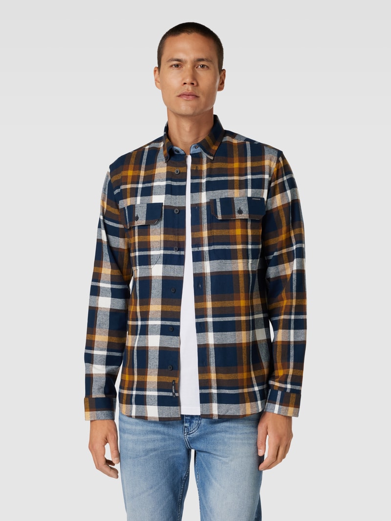 Freizeithemd mit Button-Down-Kragen in hellbraun