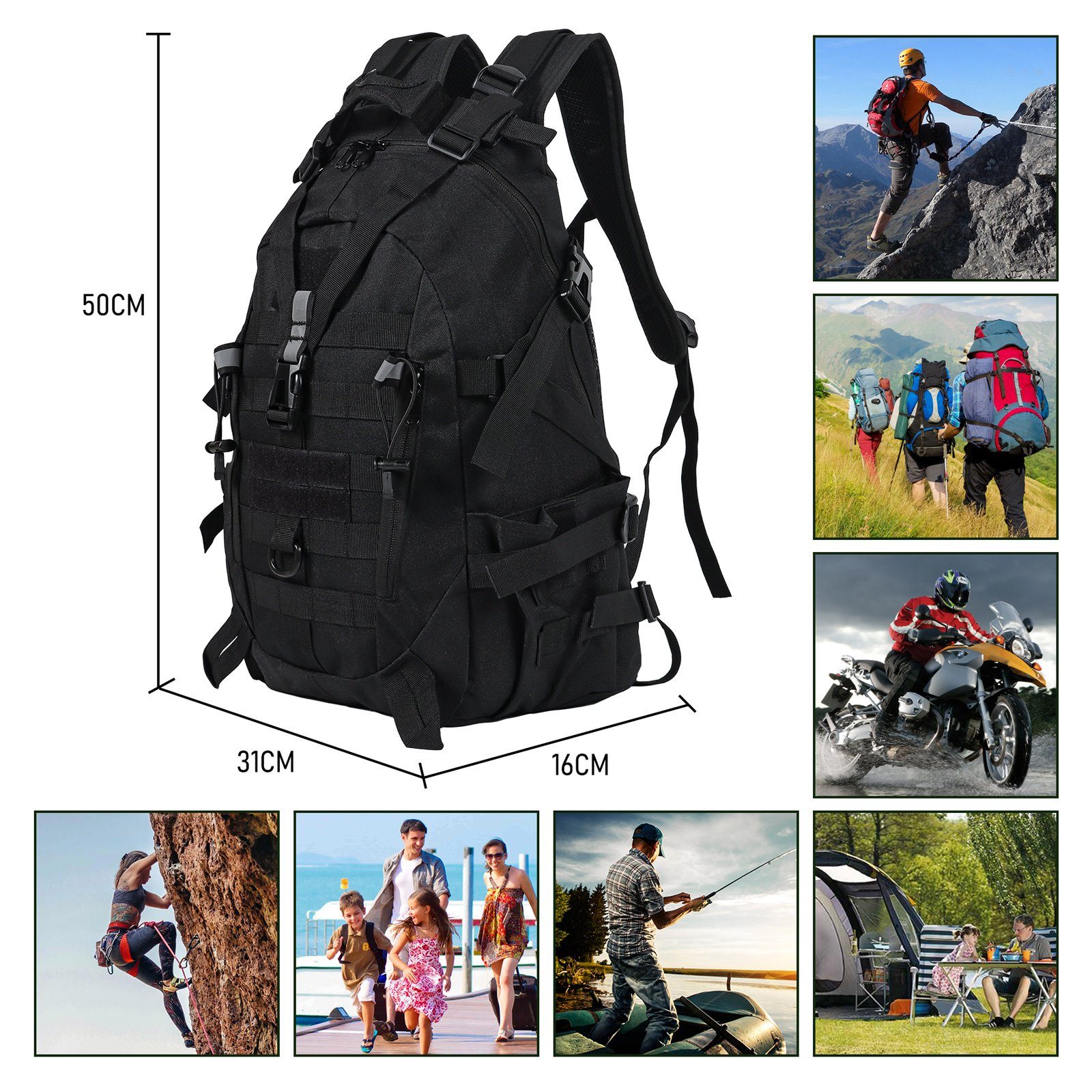 TAN.TOMI Trekkingrucksack 27L Taktischer Militär Rucksack Trekkingrucksack Wanderrucksack Herren, Molle Survival Rucksack Wasserdicht für Outdoor Reisen Camping