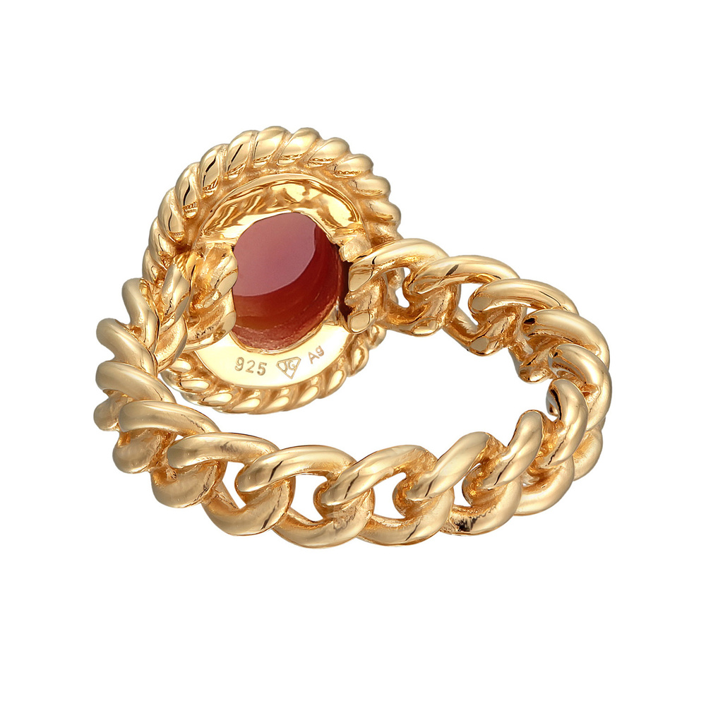 Elli PREMIUM Elli PREMIUM Bague Femmes Solitaire Classique Optique de Chaîne avec Onyx en arge Bague
