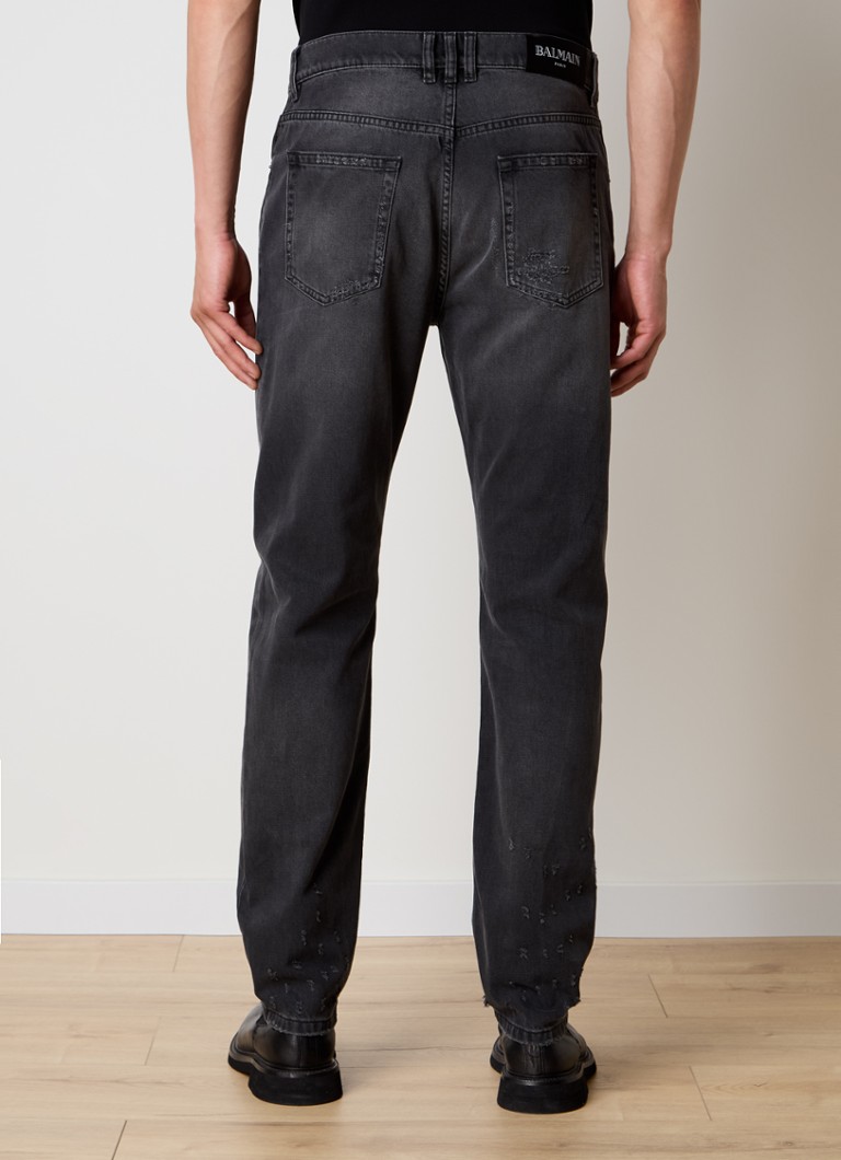 Balmain jeans med normal passform, farget vask og destroyed finish