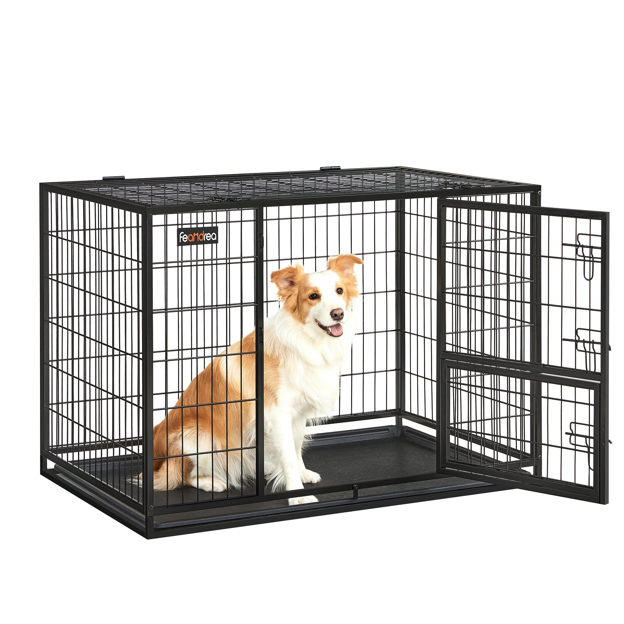FEANDREA Hundekäfig, Hundebox L/XL Doppeltür vielseitig einsetzbar