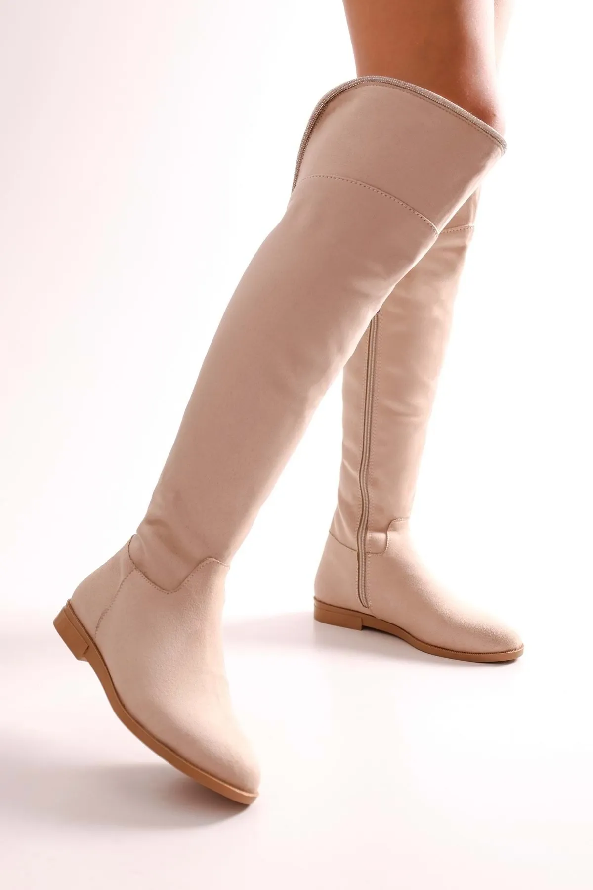 Shoeberry  Toon Beige Wildlederstiefel für Damen Beige Wildleder