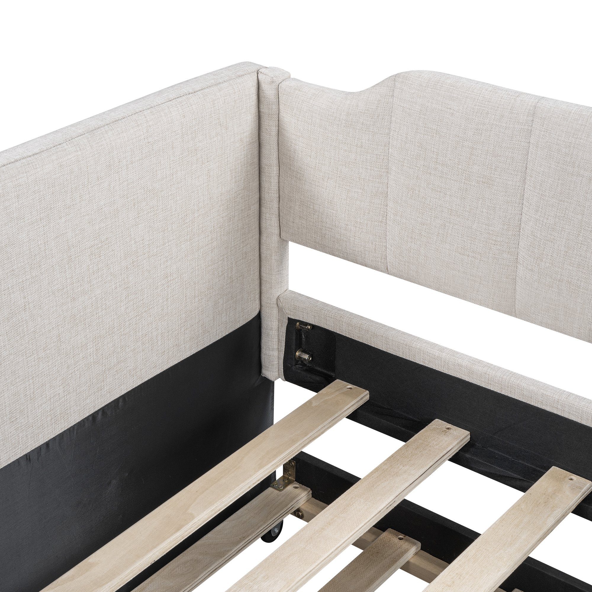 WISHDOR Einzelbett Schlafsofa, Gästebett, Funktionsbetten, ausziehhare Liegeffäche (Gepolstertes Single Daybed mit Rollbett, 90 x 200(190) cm), Ohne Matratze