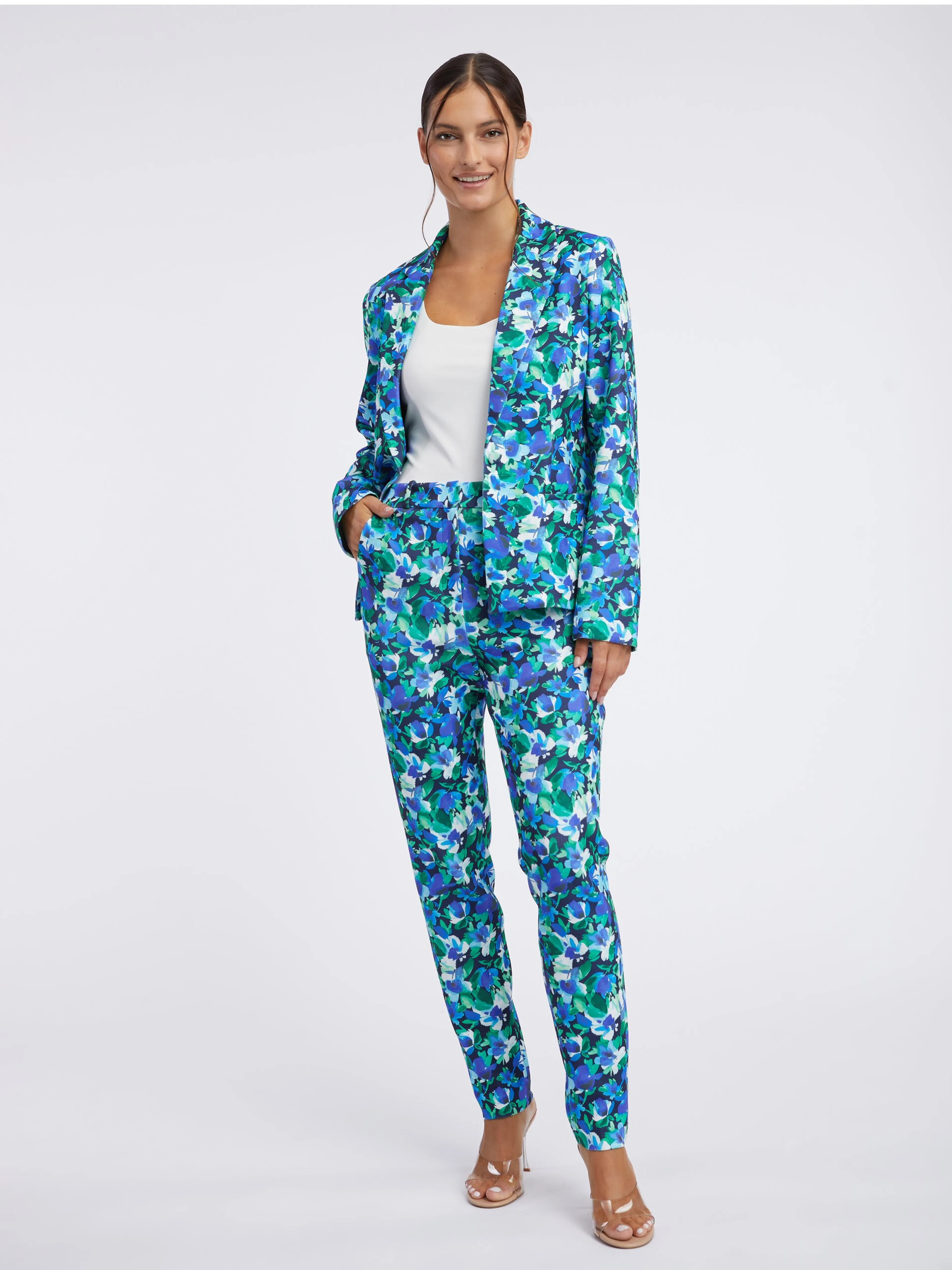 Grüne und blaue Damenhose mit Blumenmuster ORSAY
