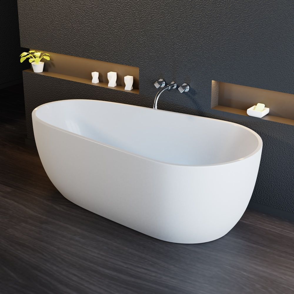 TroniTechnik Freistehende Badewanne Acrylbadewanne Standbadewanne Dia 170cm x 80cm x 58cm