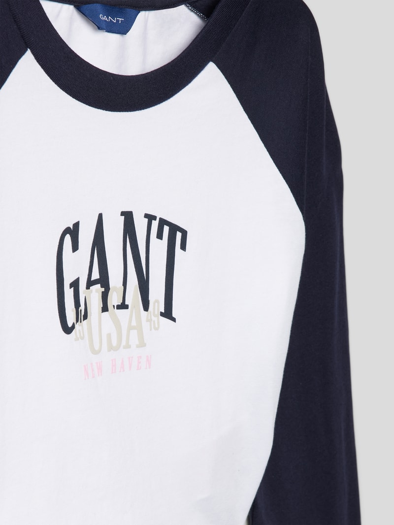 Cropped Longsleeve mit Raglanärmeln in marineblau