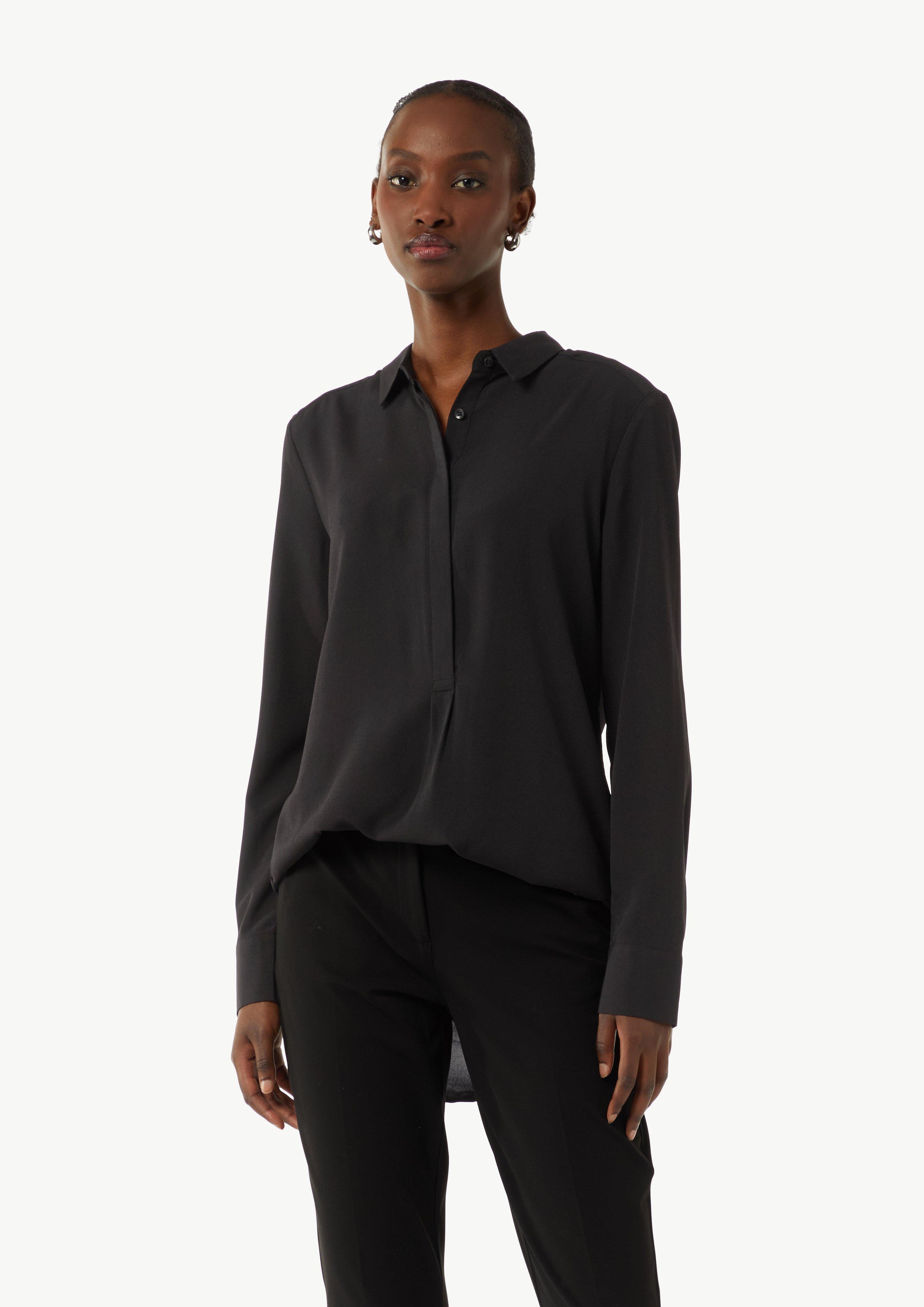 Weich fließende Longbluse aus Chiffon - schwarz