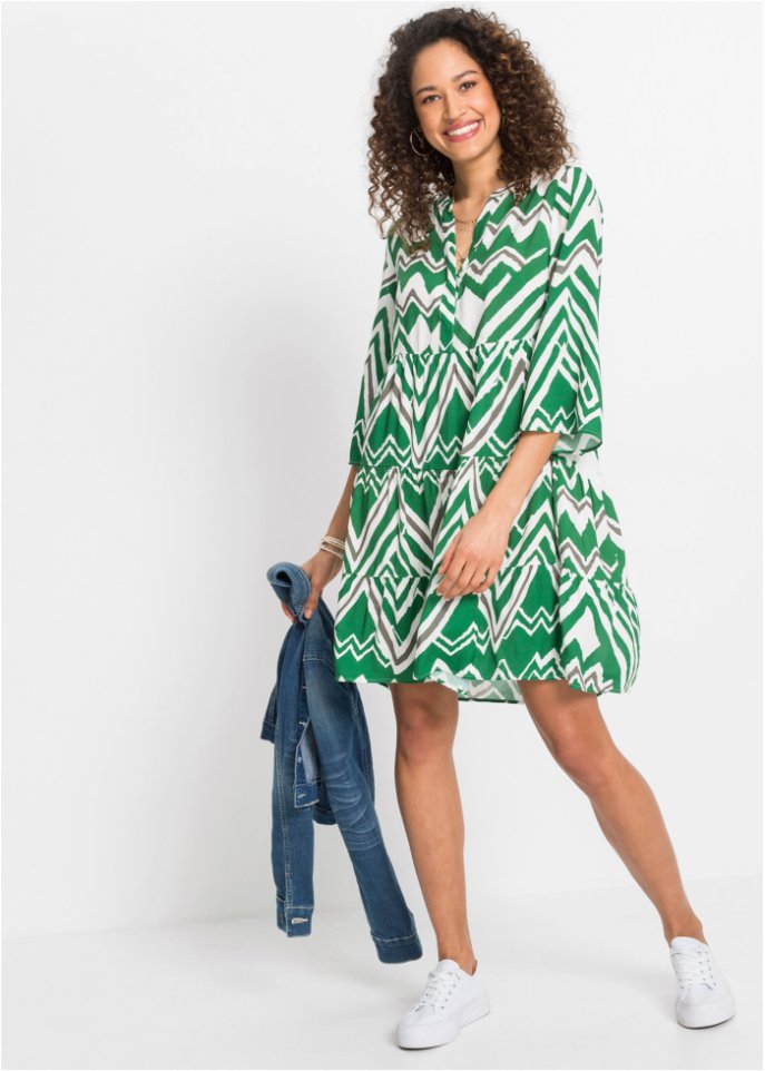 Gemustertes Kleid mit Volants