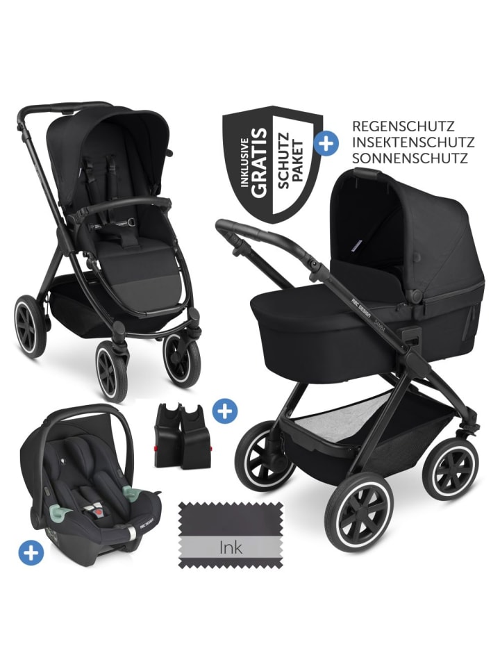 ABC-Design 3in1 Kinderwagen-Set Samba - inkl. Babywanne, Autositz in schwarz günstig kaufen onesize